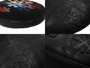 新品同様 CHROME HEARTS クロムハーツ マルチクロスパッチクッション インテリア リバーシブル レザー 牛革 中古 4c076093