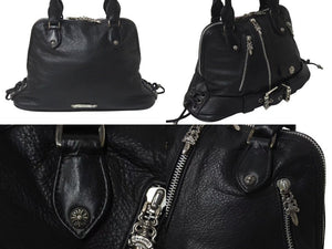 極美品 CHROME HEARTS クロムハーツ MO DEAN MOディーン ハンドバッグ ダガージップ クロスボール レザー ブラック 中古 4c076107