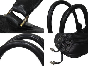 極美品 CHROME HEARTS クロムハーツ MO DEAN MOディーン ハンドバッグ ダガージップ クロスボール レザー ブラック 中古 4c076107