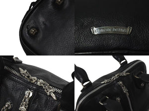 極美品 CHROME HEARTS クロムハーツ MO DEAN MOディーン ハンドバッグ ダガージップ クロスボール レザー ブラック 中古 4c076107