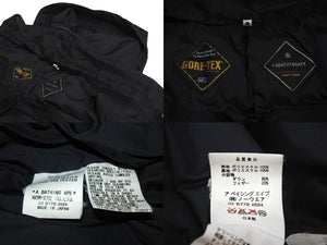 極美品 A BATHING APE アベイシングエイプ ダウンジャケット GORE-TEX カモ柄 ブラック ポリエステル サイズXL 中古 4c076121 