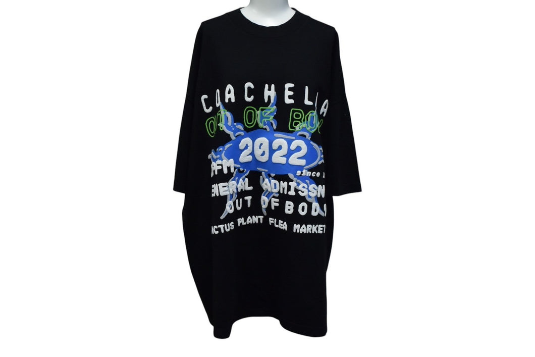 極美品 CPFM シーピーエフエム COACHELLA コーチェラ コラボ 半袖Ｔシャツ 発泡プリント ブラック コットン サイズXL 中古 4c076136