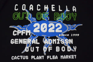 極美品 CPFM シーピーエフエム COACHELLA コーチェラ コラボ 半袖Ｔシャツ 発泡プリント ブラック コットン サイズXL 中古 4c076136