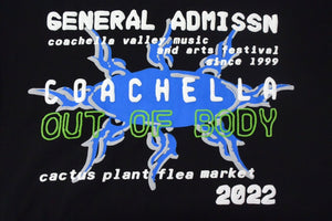 極美品 CPFM シーピーエフエム COACHELLA コーチェラ コラボ 半袖Ｔシャツ 発泡プリント ブラック コットン サイズXL 中古 4c076136