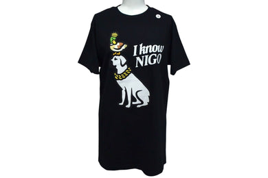 HUMAN MADE ヒューマンメイド I KNOW NIGO 半袖Tシャツ 86BF79A6 ブラック ホワイト グリーン イエロー サイズS 美品 中古 4c076137