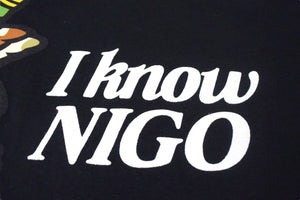HUMAN MADE ヒューマンメイド I KNOW NIGO 半袖Tシャツ 86BF79A6 ブラック ホワイト グリーン イエロー サイズS 美品 中古 4c076137