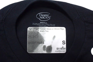 HUMAN MADE ヒューマンメイド I KNOW NIGO 半袖Tシャツ 86BF79A6 ブラック ホワイト グリーン イエロー サイズS 美品 中古 4c076137
