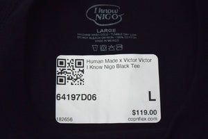 未使用 HumanMade ヒューマンメイド ヴィクターヴィクター アイノウニゴ 半袖Tシャツ 64197D06 ブラック サイズL 中古 4c076138 