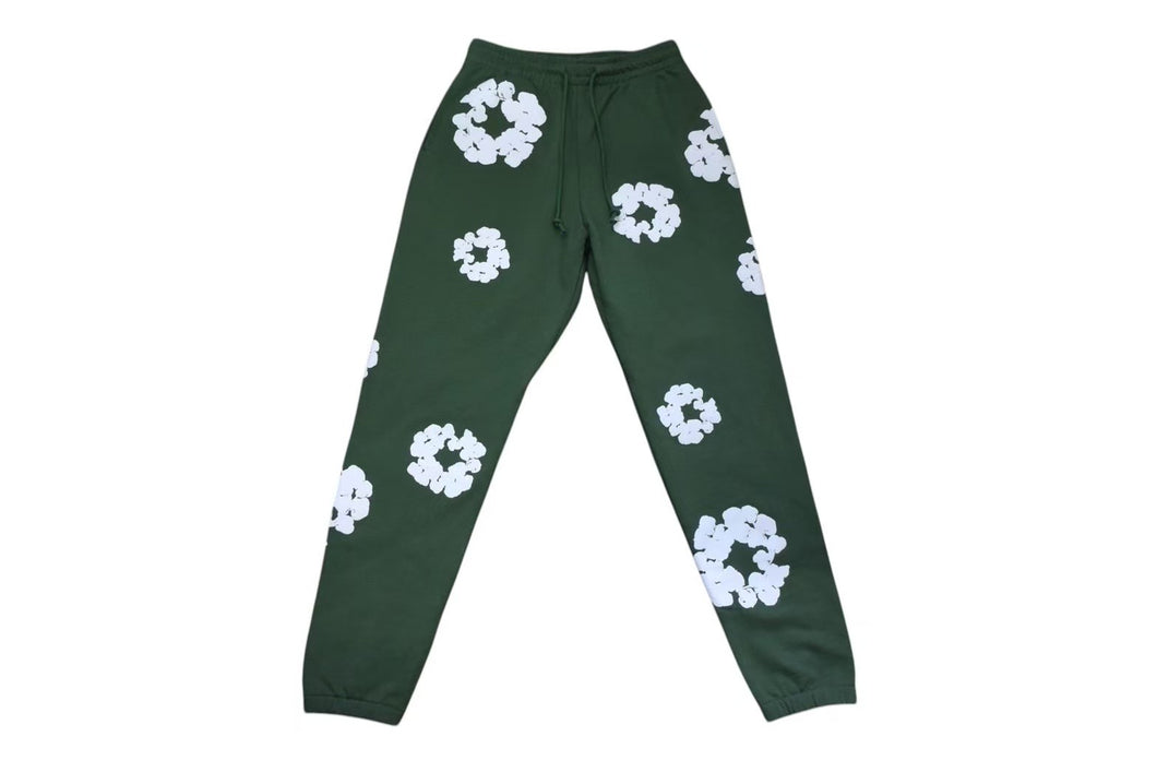 極美品 DENIM TEARS デニムティアーズ スウェットパンツ DTSPG2023 ポルトガル製 コットン カーキ ホワイト サイズS 中古 4c076149