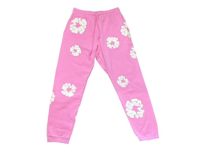 新品未使用 DENIM TEARS デニムティアーズ スウェットパンツ DTSPG2023 ポルトガル製 コットン ピンク ホワイト サイズL 中古 4c076151