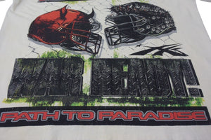 新品未使用 HELLSTAR ヘルスター WAR READY ウォーレディ 半袖Tシャツ コットン クリーム レッド グリーン サイズL 中古 4c076160