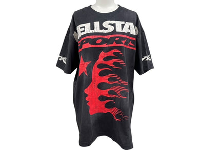 未使用 HELLSTAR ヘルスター Sports Family 半袖Ｔシャツ ブラック レッド コットン サイズS 中古 4c076162 