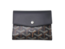 画像をギャラリービューアに読み込む, GOYARD ゴヤール サン ガブリエルウォレット 三つ折り財布 STGABRPMLTY01CL01P ブラック レザー PVC 美品 中古 4c076175