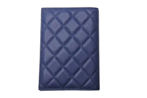 CHANEL シャネル パスポートケース ココマーク 27番台 2018-2019年 キャビアスキン ネイビー ゴールド金具 美品 中古 4c076177
