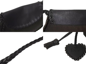 CHRISTIAN DIOR クリスチャンディオール ショルダーバッグ トロッター エスニックライン ブラウン シルバー金具 美品 中古 4c076180