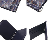 画像をギャラリービューアに読み込む, 極美品 GOYARD ゴヤール サントマ マネークリップ 二つ折り財布 STTHOMPMLTY12CL12P ネイビー レザー PVC 中古 4c076185