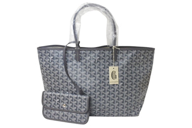 新品未使用 GOYARD ゴヤール サンルイPM バッグ トートバッグ STLOUIPMLTY01CL01P グレー PVC レザー 中古 4c076187