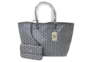 未使用 GOYARD ゴヤール サンルイPM バッグ トートバッグ STLOUIPMLTY01CL01P グレー PVC レザー 中古 4c076187 