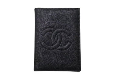 CHANEL シャネル カードケース ココマーク 3番台 1995年 イタリア製 キャビアスキン ブラック 美品 中古 4c076188