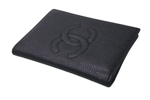 CHANEL シャネル カードケース ココマーク 3番台 1995年 イタリア製 キャビアスキン ブラック 美品 中古 4c076188