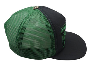 極美品 CHROME HEARTS クロムハーツ トラッカーキャップ 帽子 キャンバス ブラック グリーン コットン シルバー925 中古 4c076190