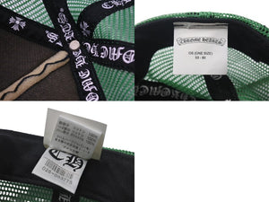 極美品 CHROME HEARTS クロムハーツ トラッカーキャップ 帽子 キャンバス ブラック グリーン コットン シルバー925 中古 4c076190
