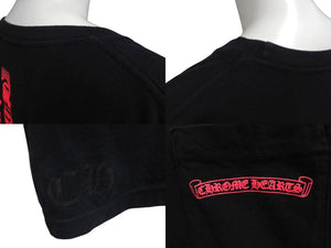 CHROME HEARTS クロムハーツ レター ロゴ プリント 半袖Tシャツ 新型 コットン ブラック ピンク サイズL 美品 中古 4c076192