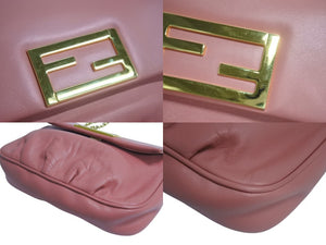 FENDI フェンディ チェーンショルダーバッグ ワンショルダーバッグ FF金具 8M0276 レザー ピンク ゴールド金具 美品 中古 4c076193