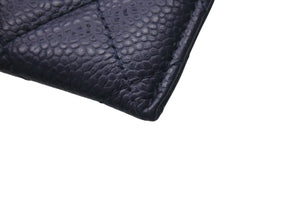 CHANEL シャネル カードケース マトラッセ 21番台 2015年 キャビアスキン ネイビー ゴールド金具 美品 中古 4c076195