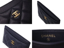 Load image into Gallery viewer, CHANEL シャネル カードケース マトラッセ 21番台 2015年 キャビアスキン ネイビー ゴールド金具 美品 中古 4c076195