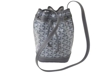 新品未使用 GOYARD ゴヤール プティ フロ バケットバッグ ショルダーバッグ PEFLOTPMLTY51CL51P グレー レザー PVC 中古 4c076199
