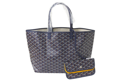 新品未使用 GOYARD ゴヤール サンルイPM バッグ トートバッグ STLOUIPMLTY01CL01P ネイビー PVC レザー 中古 4c076203