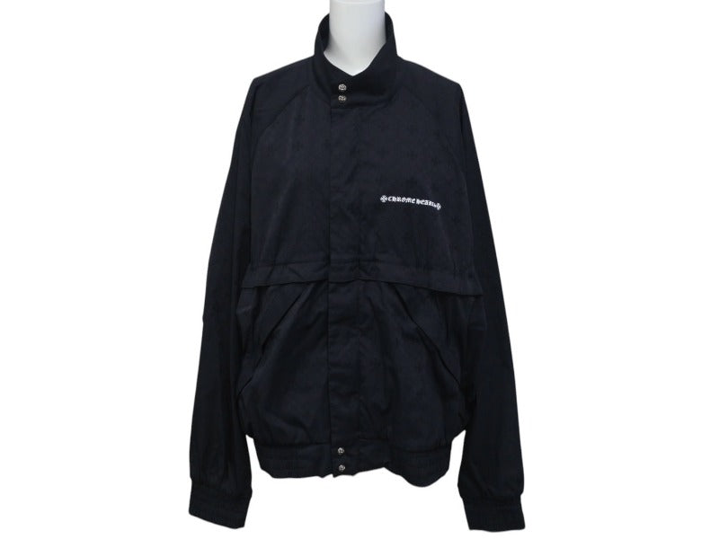 CHROME HEARTS クロムハーツ ナイロンジャケット サイズL 総柄 CHプラス ダガージップ クロスボール ブラック 美品 中古 4c076222