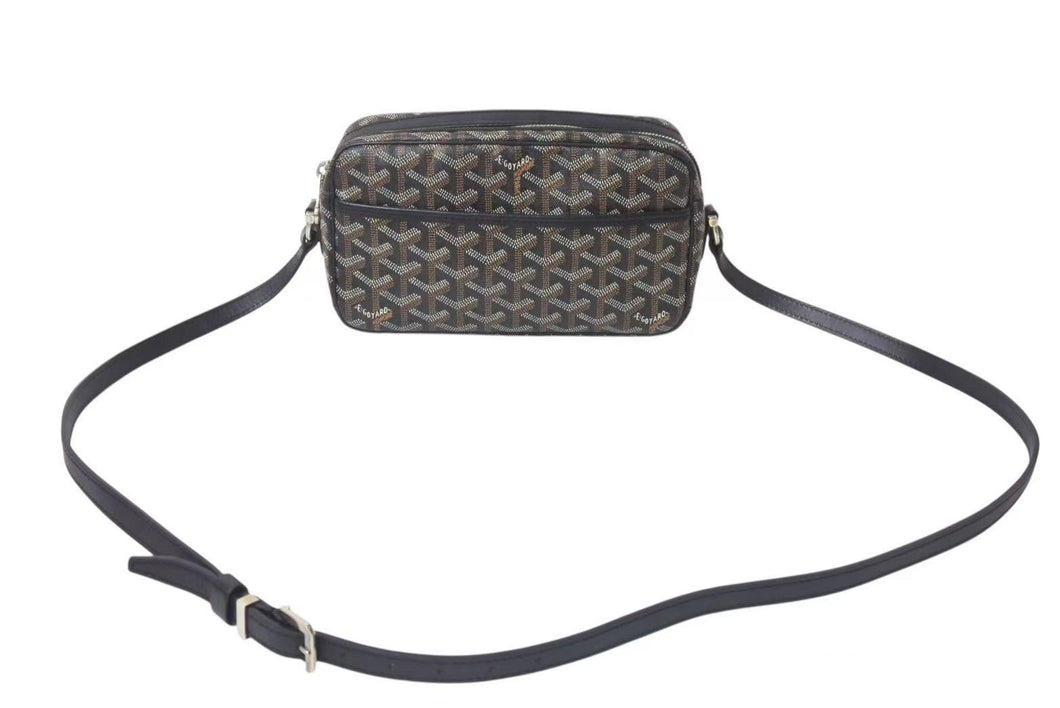 GOYARD ゴヤール カップヴェールPMバッグ ショルダーバッグ CAPVE2PMLTY01CL01P ブラック PVC レザー シルバー金具 美品 中古 4c076223