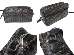 GOYARD ゴヤール カップヴェールPMバッグ ショルダーバッグ CAPVE2PMLTY01CL01P ブラック PVC レザー シルバー金具 美品 中古 4c076223