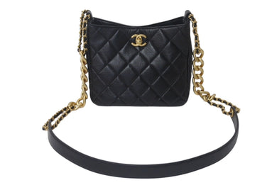 極美品 CHANEL シャネル チェーンショルダーバッグ ランダム番台 ホーボー ラムスキン ココマーク キルティング ゴールド金具 中古 4c076228