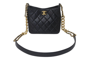 極美品 CHANEL シャネル チェーンショルダーバッグ ランダム番台 ホーボー ラムスキン ココマーク キルティング ゴールド金具 中古 4c076228