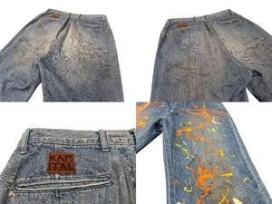 KAPITAL キャピタル デニムパンツ ペイント テーパード ボタンフライト サイズ3 コットン K1504LP19 美品 中古 4c076231