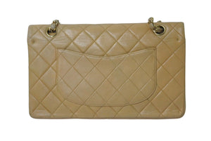 CHANEL シャネル マトラッセ25 Wフラップ Wチェーンショルダーバッグ ココマーク ラムスキン ベージュ 7番台 ゴールド金具 良品 中古 4c076264