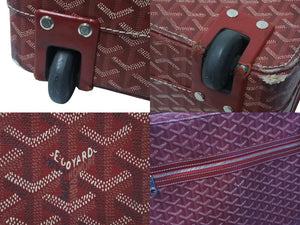 GOYARD ゴヤール トロリーPM キャリーバッグ キャリーケース スーツケース PVC レザー レッド シルバー金具 良品 中古 4c076266