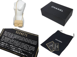 CHANEL シャネル ミニマトラッセ 17 チェーンショルダーバッグ A01115 5番台 ラムスキン ココマーク ベージュ 美品 中古 4c076296