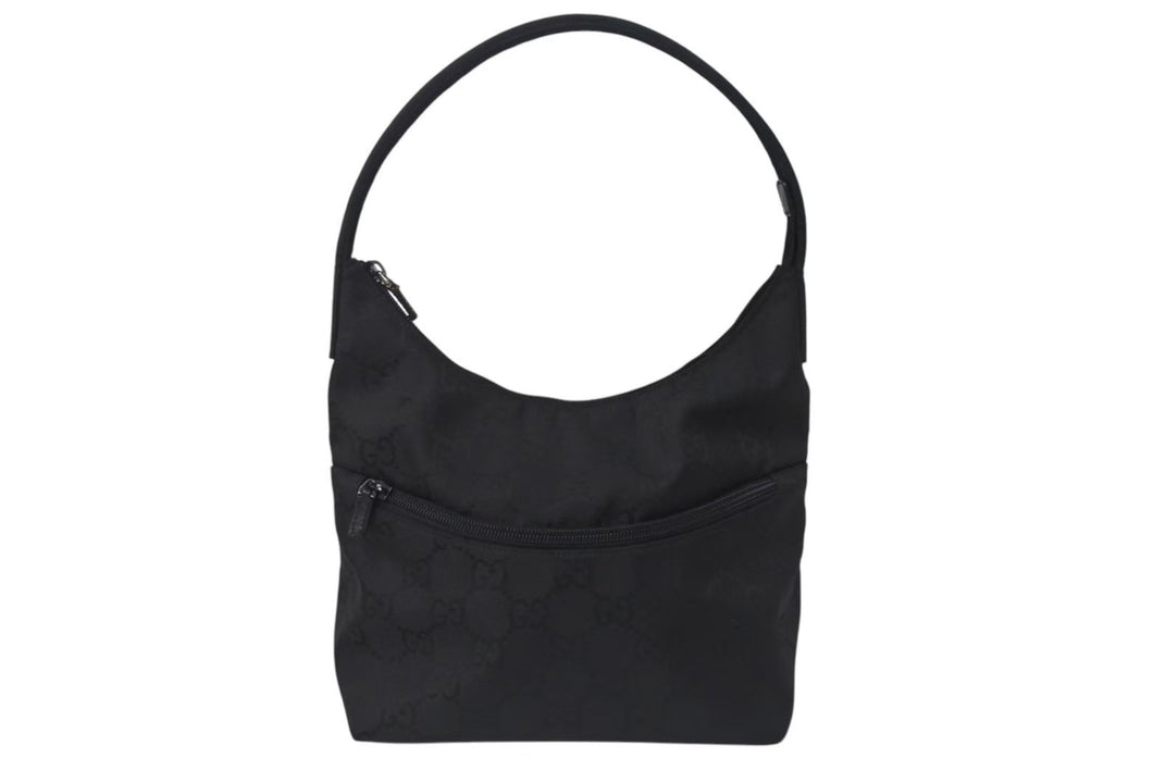 GUCCI グッチ GGナイロン ワンショルダーバッグ レザー ブラック イタリア製 001 3386 001998 美品 中古 4c076302