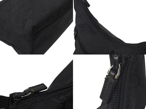 GUCCI グッチ GGナイロン ワンショルダーバッグ レザー ブラック イタリア製 001 3386 001998 美品 中古 4c076302