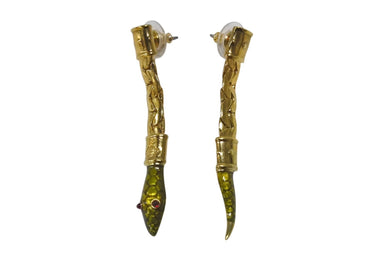 極美品 Vivienne Westwood ヴィヴィアンウエストウッド ピアス 両耳 スネーク 蛇 GP グリーン レッド ゴールド金具 中古 4c076319