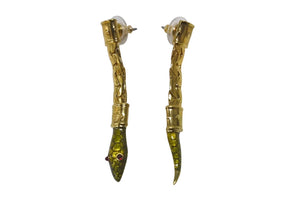 極美品 Vivienne Westwood ヴィヴィアンウエストウッド ピアス 両耳 スネーク 蛇 GP グリーン レッド ゴールド金具 中古 4c076319