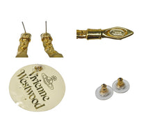 Load image into Gallery viewer, 極美品 Vivienne Westwood ヴィヴィアンウエストウッド ピアス 両耳 スネーク 蛇 GP グリーン レッド ゴールド金具 中古 4c076319