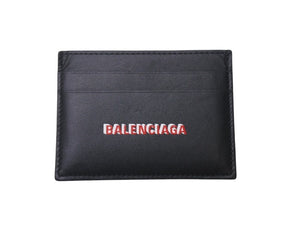 極美品 BALENCIAGA バレンシアガ CASH カードホルダー カードケース 594309 イタリア製 レザー ブラック レッド ホワイト 中古 4c076323
