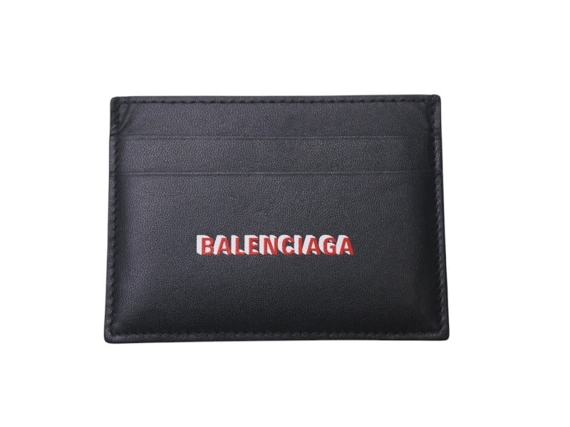 極美品 BALENCIAGA バレンシアガ CASH カードホルダー カードケース 594309 イタリア製 レザー ブラック レッド ホワイト 中古 4c076323