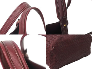 極美品 BOTTEGA VENETA ボッテガヴェネタ イントレチャート トートバッグ ハンドバッグ レザー ボルドー ゴールド金具 中古 4c076348