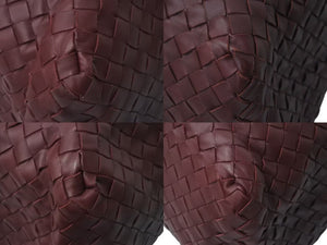 極美品 BOTTEGA VENETA ボッテガヴェネタ イントレチャート トートバッグ ハンドバッグ レザー ボルドー ゴールド金具 中古 4c076348
